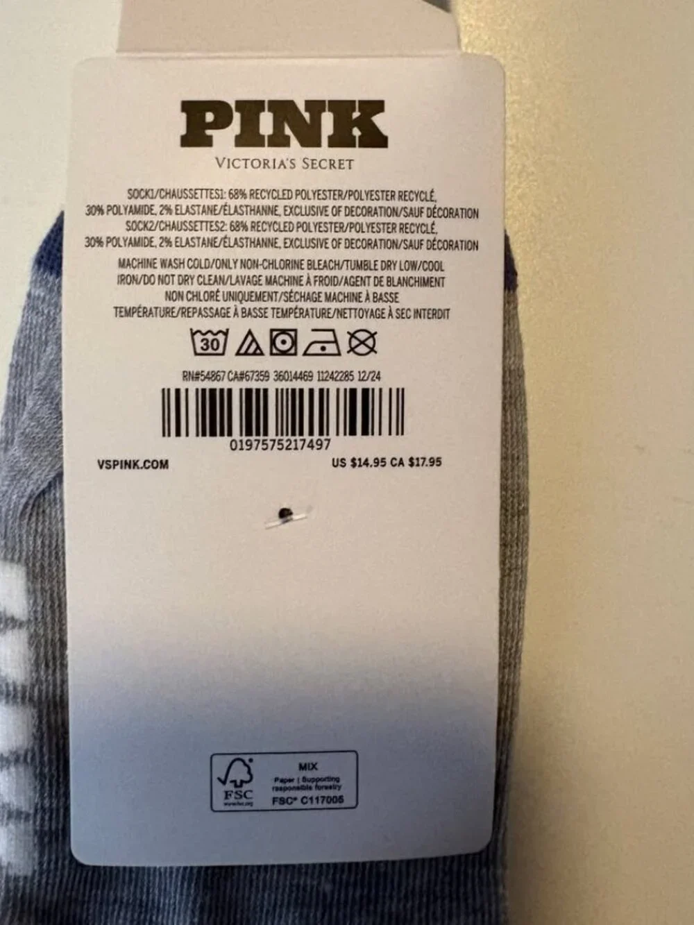 NWT PINK Victoria's Secret 2 - Pack Quarter Socks
